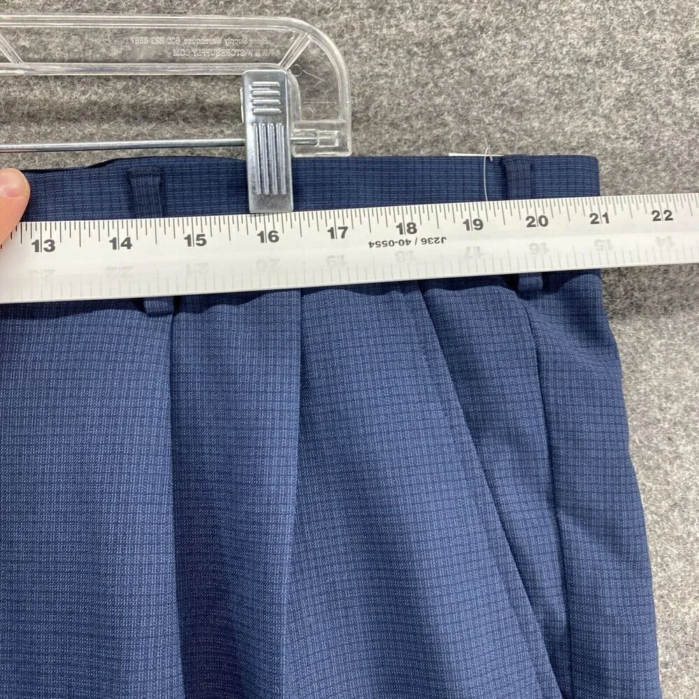 New Van Heusen Dress Pants Men 40*30 Blue Mid Rise Pleated Classic Fit Straight